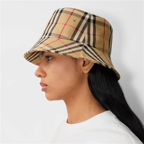 Vintage Check Technical Cotton Bucket Hat in Archive beige